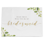 Tasje met groen en goud voor bruidsmeisje-aanzoekc (Voorkant)