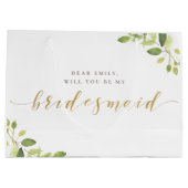 Tasje met groen en goud voor bruidsmeisje-aanzoekc (Achterkant)