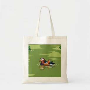 Tasje met mandarijneend van dichtbij tote bag