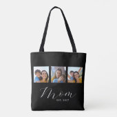 Tasje met 'Mom Established Script Black 3 Photo' Tote Bag (Achterkant)