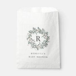 Tasje met monogram bloemenkrans van papier bedankzakje