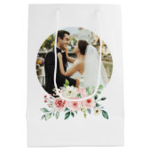 Tasje met monogram en foto waterverf roze roos cad (Achterkant)