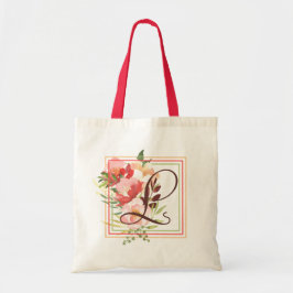 Tasje met monogram en ingelijste boeket tote bag