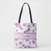 Tasje met monogram en orchidee tote bag (Voorkant)