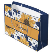 Tasje met monogram en zonnebloem als cadeau (Achterkant Gekanteld)