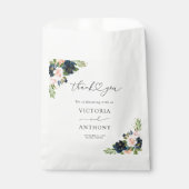 Tasje met Navy & Blush Roze Bloem als Bruiloft Fav Bedankzakje (Voorkant)