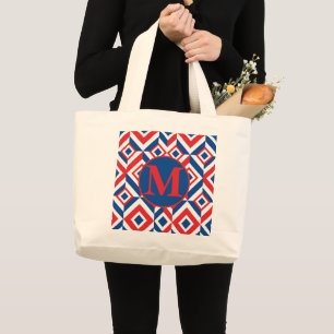Tasje met opvallende patriottische kleuren en op m grote tote bag