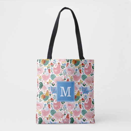 Tasje met speelse kippen tote bag (Voorkant)