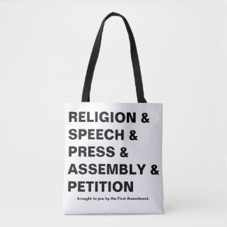 Tasje met tekst Eerste Amendement in het wit Tote Bag