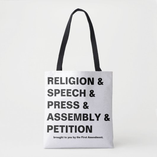 Tasje met tekst Eerste Amendement in het wit Tote Bag (Voorkant)