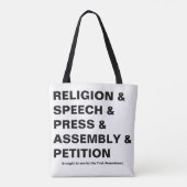 Tasje met tekst Eerste Amendement in het wit Tote Bag (Achterkant)
