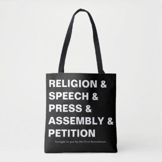 Tasje met tekst Eerste Amendement in het zwart Tote Bag