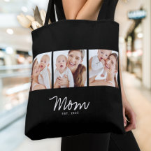 Tasje met tekst 'Mom Established Script Black 3 Ph