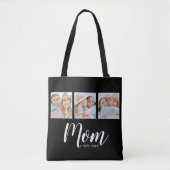 Tasje met tekst 'Mom Established Script Black 3 Ph Tote Bag (Voorkant)