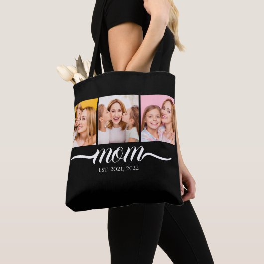 Tasje met tekst 'Mom Established Script' Zwart 3 f Tote Bag (Dichtbij)