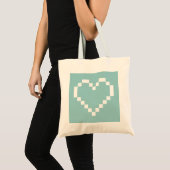 Tasje met turquoise gepixeliseerd hart-icoon | Pix Tote Bag (Voorkant (product))