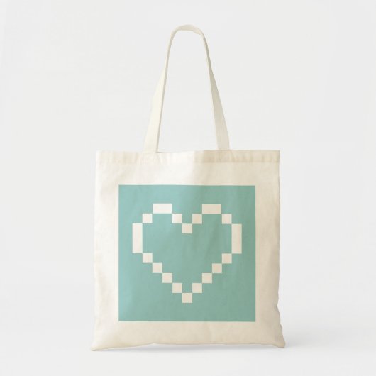 Tasje met turquoise gepixeliseerd hart-icoon | Pix Tote Bag (Voorkant)