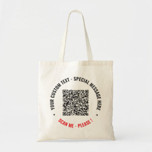 Tasje met uw QR-code en tekstvoorbeeld Aangepaste Tote Bag