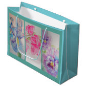 Tasje met waterverf bloemen turquoise cadeau (Voorkant Gekanteld)