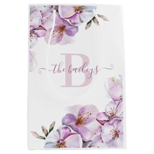 Tasje met waterverf kersenbloesem en monogram cade (Voorkant)