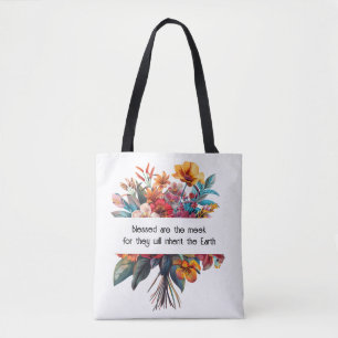 Tasje met wilde bloemen en bescheidenheid tote bag