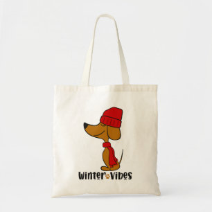 Tasje met wintergevoel en dachshund tote bag