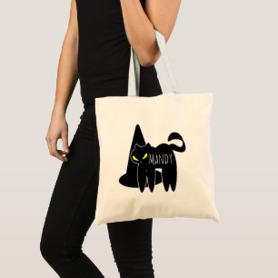Tasje met Zwarte Kat en Heksenhoed Snoep Tote Bag