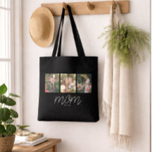 Tasje met zwarte script 'Mom Established' en 3 fot