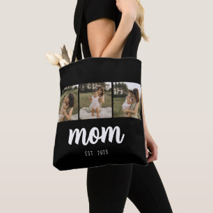 Tasje 'Moeder Opgericht Schrift Zwart 3 Foto's' Tote Bag