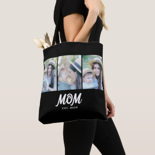 Tasje 'Moeder Opgericht Zwart 3 Foto' Tote Bag