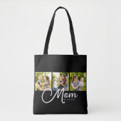 Tasje 'Mom Established Script Black 3 Photo' Tote Bag (Voorkant)