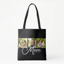 Tasje 'Mom Established Script Black 3 Photo'