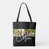 Tasje 'Mom Established Script Black 3 Photo' Tote Bag (Achterkant)