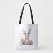 Tasje, Mooie Bloem Konijn Tote Bag (Voorkant)
