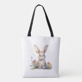 Tasje, Mooie Bloem Konijn Tote Bag (Achterkant)