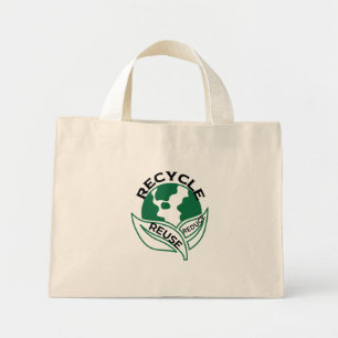 Tasje 'Reduceer, Hergebruik, Recycleer' Eco-vrie Mini Tote Bag