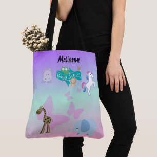 Tasje voor baby shower met wezens en vlinders tote bag