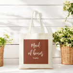 Tasje voor de getuige van de bruid in terracotta b tote bag<br><div class="desc">Tas voor de getuige van de bruid in terracotta bruin en wit voor bruiloft, bruidsfeest, vrijgezellenfeest. Bekijk meer producten met dit ontwerp in de collectie hieronder.</div>