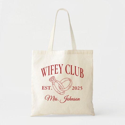 Tasje voor de Wifey Club Bruiloft | Aangepast Gesc Tote Bag (Voorkant)