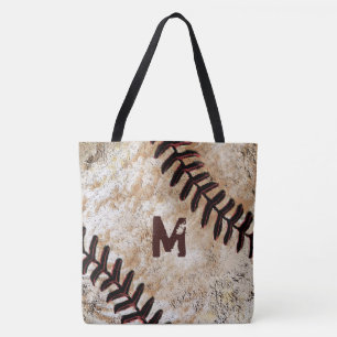 Tasje voor honkbal met nummer of monogram tote bag