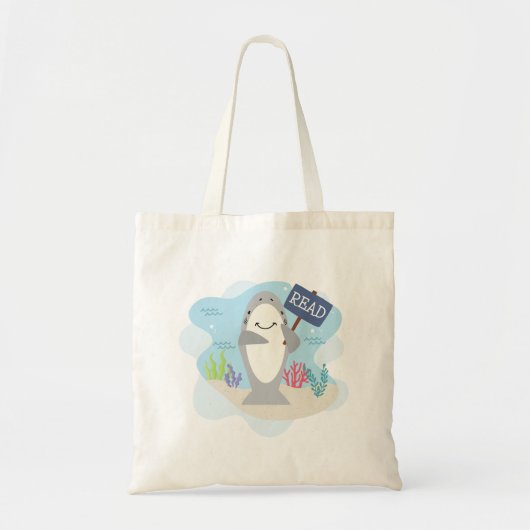 Tasje voor kinderboeken over haaien tote bag (Voorkant)