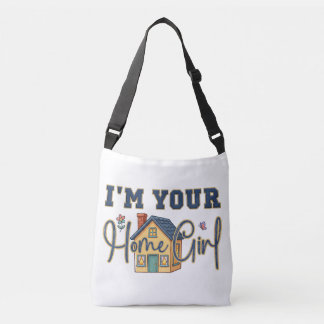 Tasje voor vrouwelijke makelaar met tekst 'Home Gi Crossbody Tas