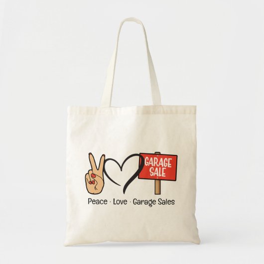 Tasje Vrede, Liefde, Garageverkopen Tote Bag (Voorkant)