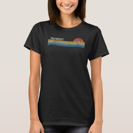 Tasjkent Oezbekistan Retro Sunset Rainbow Synth St T-shirt (Voorkant)