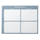 Task Priority and planner Matrix (blue) Notitieblok (Voorkant)