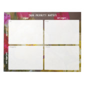 Task Priority and planner Matrix (floral) Notitieblok (Voorkant)