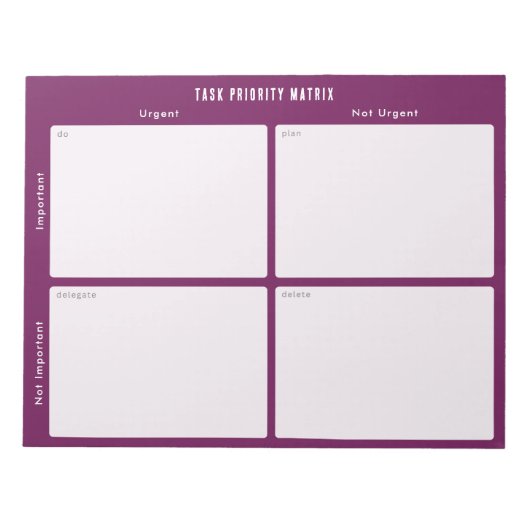 Task Priority and planner Matrix (purple/magenta) Notitieblok (Voorkant)