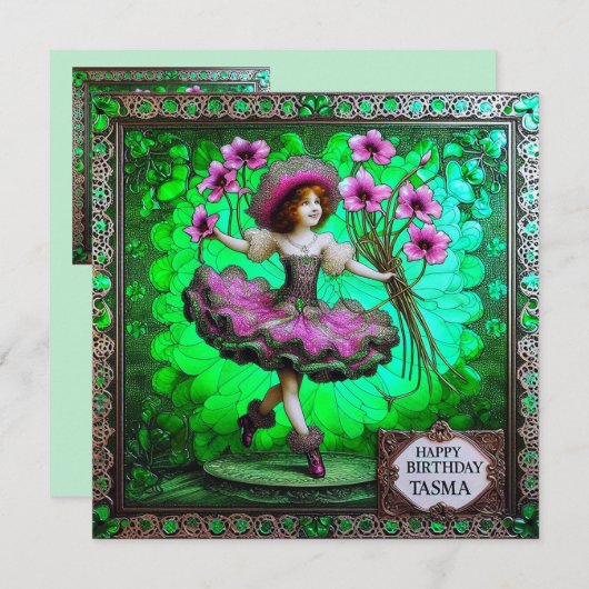 ~ TASMA ~ Gelukkige verjaardag ~ Bloemenmeisje ~ (Voorkant / Achterkant)