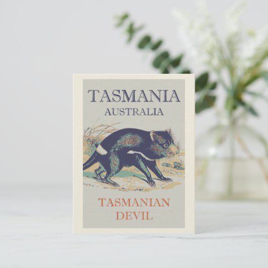 Tasmaanse duivel, iconisch dier Tasmanie Australië Briefkaart (Staand voorkant)