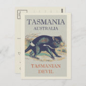 Tasmaanse duivel, iconisch dier Tasmanie Australië Briefkaart (Voorkant / Achterkant)